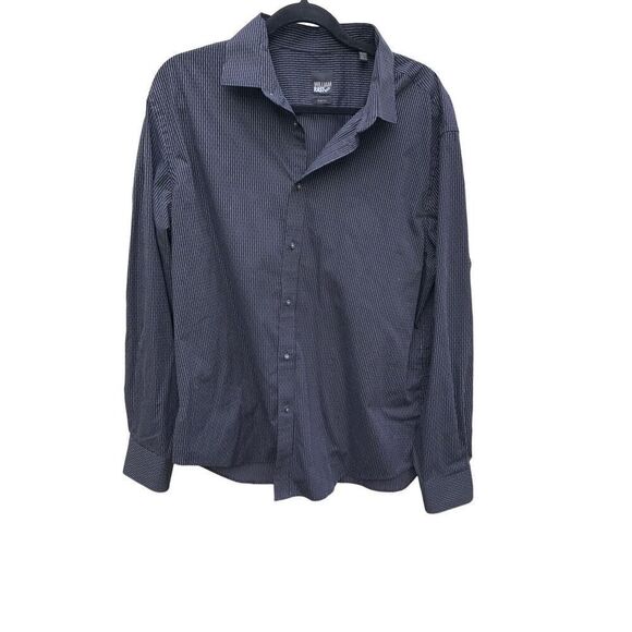 William Rast Extra Large (XL) Men's Buttoned Down Black Striped Slim Fit Stretch - Picture 1 of 4